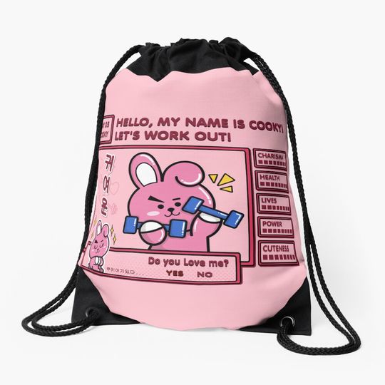 Discover BT21-Cooky Game Style Outdoor Drawstring Bag