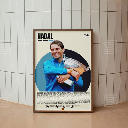 Discover Rafael Nadal Poster, Tennis Player Poster, Tennis Gifts, Sports Poster