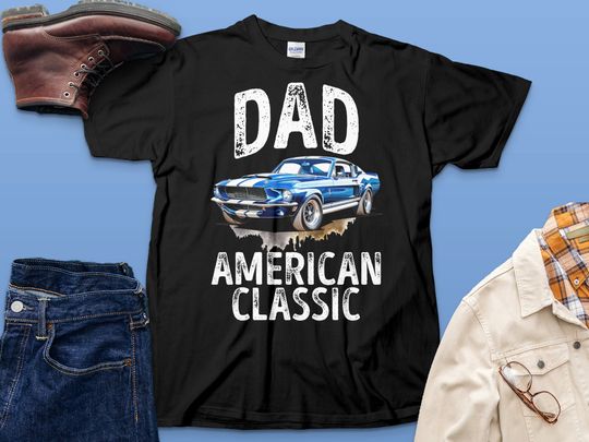 Discover Dad American Classic T-Shirt, Vintage Mustang Car Tee, Perfect Gift for Fathers