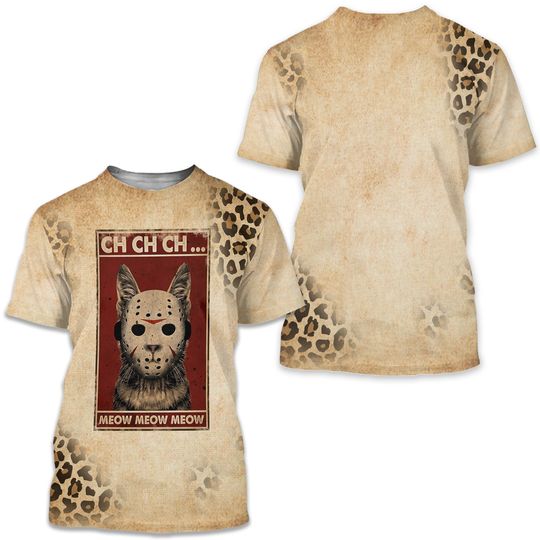 Discover Cat Meow Vintage Scary Halloween T-shirt