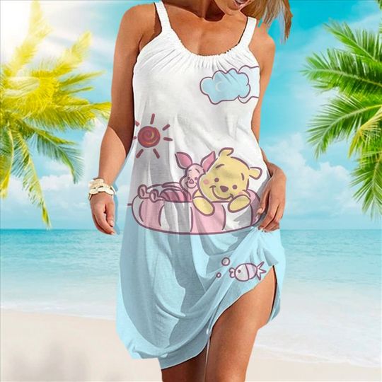 Discover Yellow Teddy Bear Beach Dress, Cartoon Character