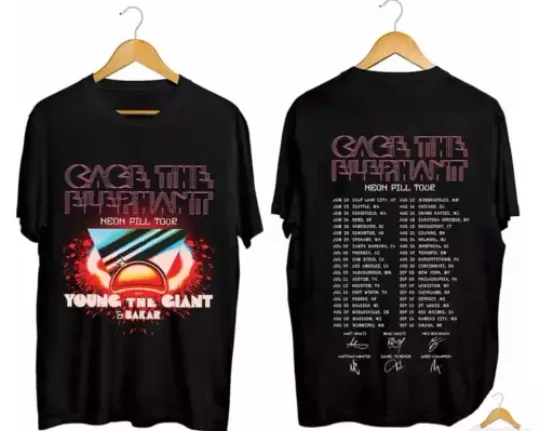 Discover Cage the Elephant Neon Pill Tour 2024 Signature T-Shirt