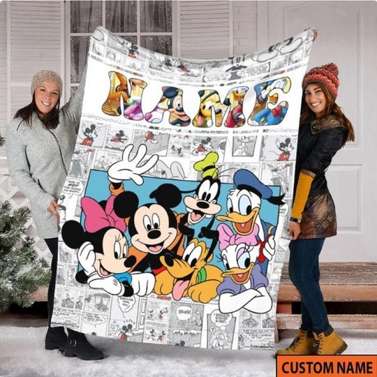 Discover Personalized Custom Name Watercolor Mouse and Friends Blanket