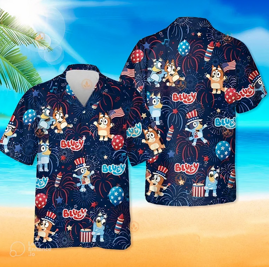 Discover BlueyDad 4th of July Hawaiian Shirt