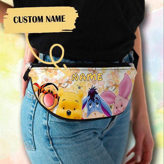 Discover Personalize Yellow Teddy Bear Friend Fanny Pack, Custom Name Fanny Bag
