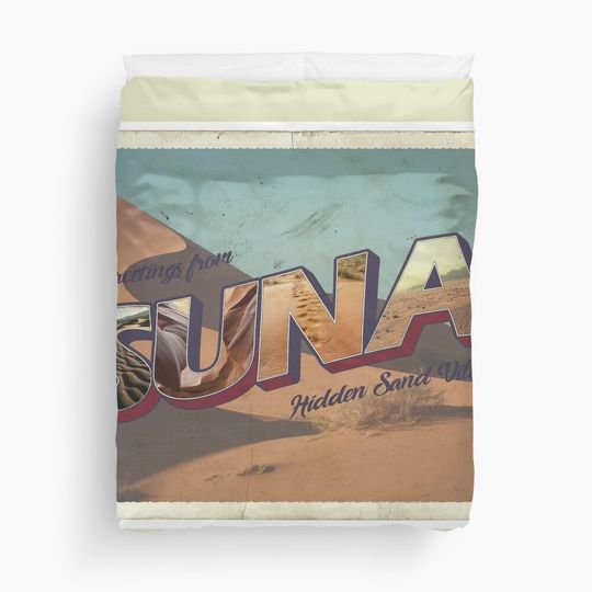 Discover Greetings Postcard Hidden Sand Village Duvet Cover
