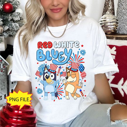 Discover Red White BlueyDad Fourth of July, BlueyDad Bingo, Independence Day Shirt