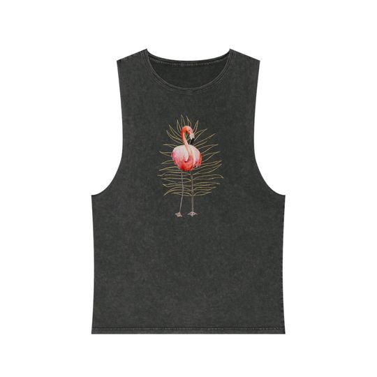 Discover Flamingo Stonewash Tank Top, Funny Mineral Wash Tank Top