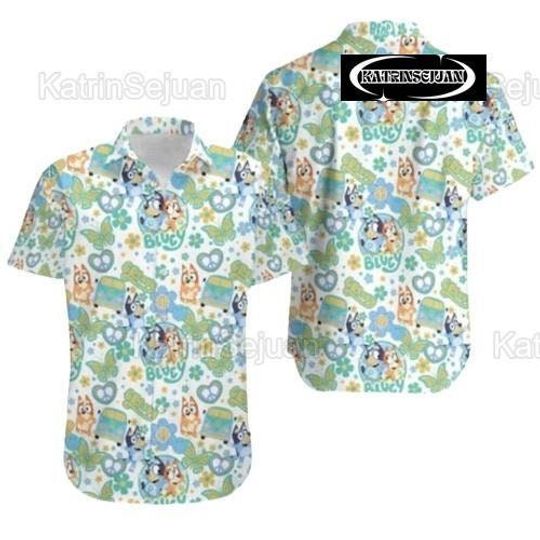 Discover Bandit Heeler Chilli Hawaii Shirt, Heeler Blue Dog Hawaii Shirts, Cartoon Hawaiian Shirt