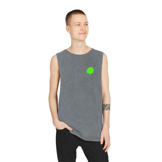 Discover Unisex Stonewash Tank Top   Green Cirlce