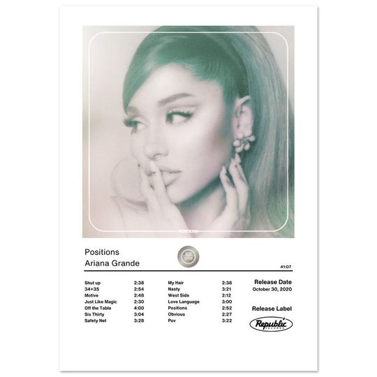 Discover Positions Album Cover Poster | Ariana Poster | Song Track List