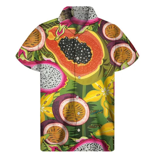 Discover Tropical Fruits Pattern Summer Aloha Shirt, Fruits Hawaiian Shirt