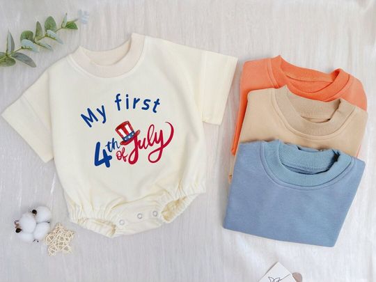 Discover My First 4th Of July Baby Bubble Romper|USA Baby Shower