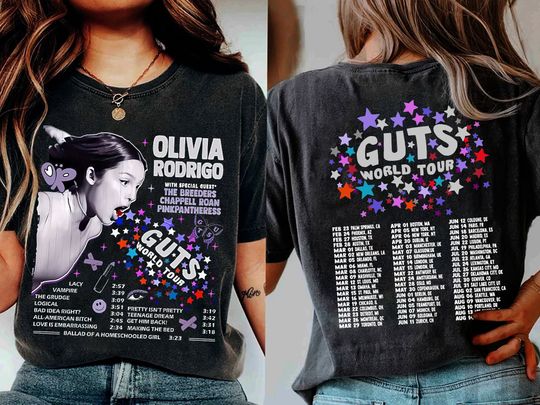 Discover Olivia Rodrigo Guts World Tour Shirt, Guts Tour 2024 Shirt, Olivia Rodrigo Fans Shirt