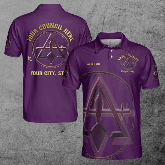 Discover Custom Name Court York Rite Marble Purple Logo Men's Polo Shirt