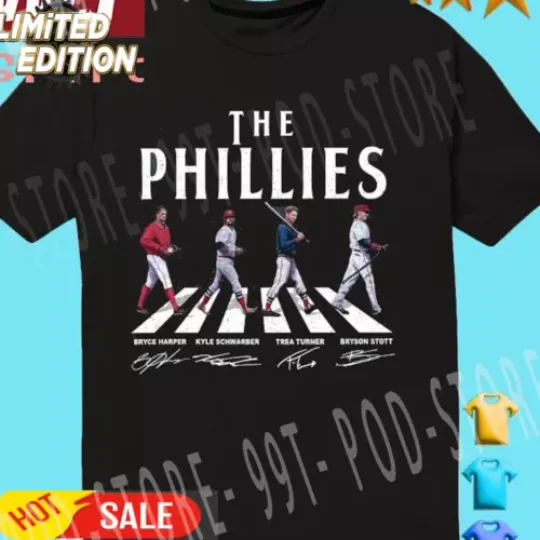 Discover Phillies Walking Abbey Road Signatures Baseball 2023 Signatures Shirt