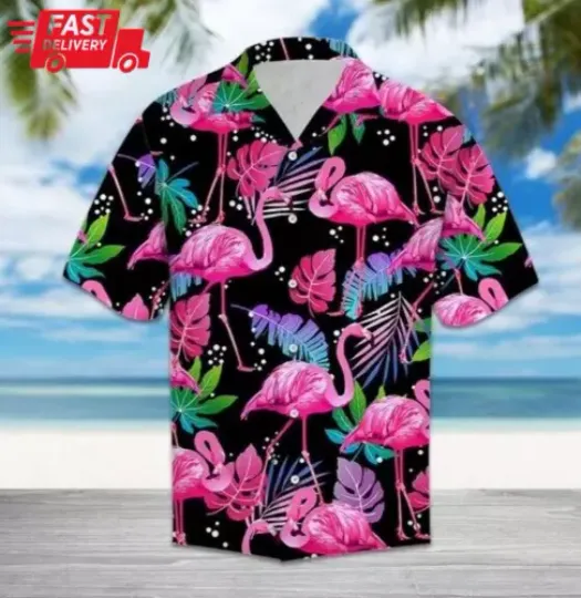 Discover Pink Flamingo Hawaiian Shirt, Flamingo Hawaii Aloha Short Sleeve