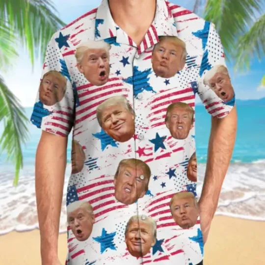 Discover Funny Trump Face American Flag 4th Of July Independence Day Hawaiian Shirt