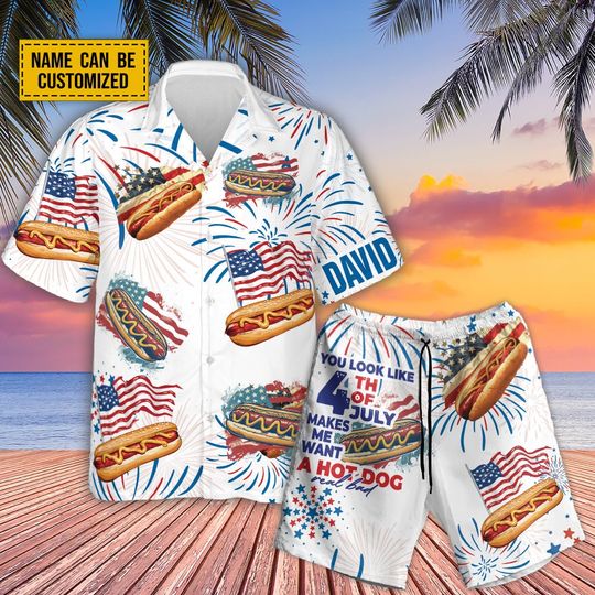 Discover Teesdily Custom American Hot Dog Burger Hawaiian Shirt