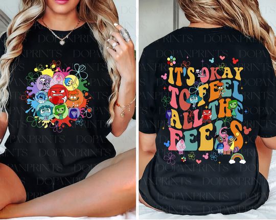 Discover Bundle It's Okay To Feel All The Feels Double Sided Shirt, Cartoon Emotions Friends