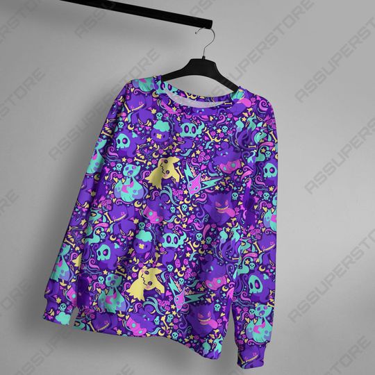 Discover Cute Gengar Mimikyu Ghost Sweatshirt Gengar Mimikyu Sweater Shirt Gift