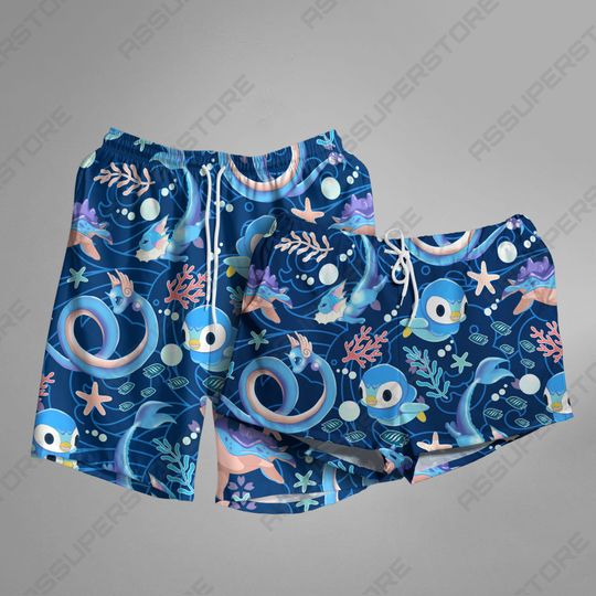 Discover Piplup Hawaiian Shorts Japanese Anime Summer Beach Shot Piplup Shot Gift