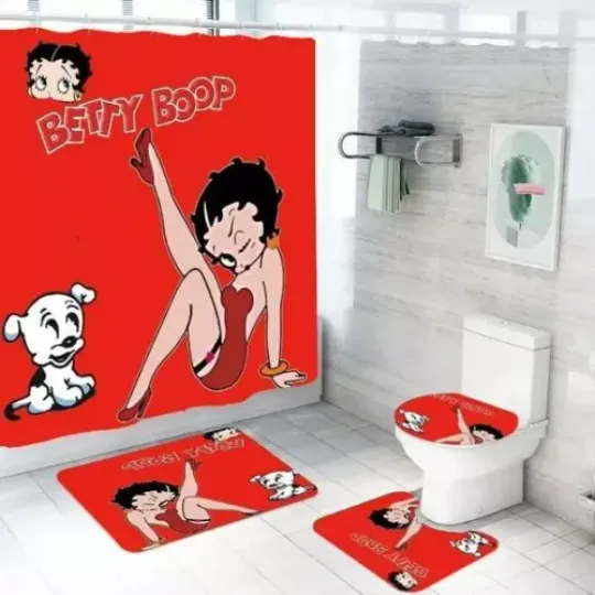 Discover Cute Betty Boop Bathroom Shower Curtain Toilet Seat Cover
