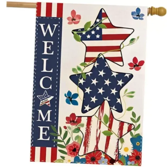 Discover 4th of July Patriotic Welcome House Flag Independence Day Memorial