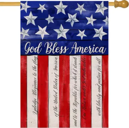 Discover God Bless America 4Th of July Home Decorative House Flag