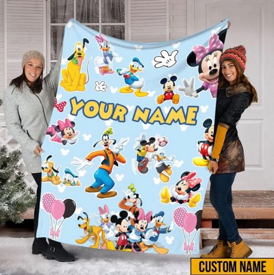 Discover Personalized Watercolor Mouse and Friends Blanket, Custom Name Blanket