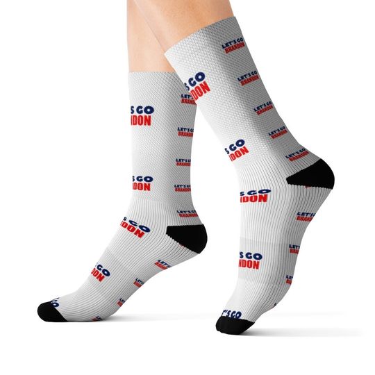 Discover Let's Go Brandon Socks White USA Red White And Blue Conservative Socks