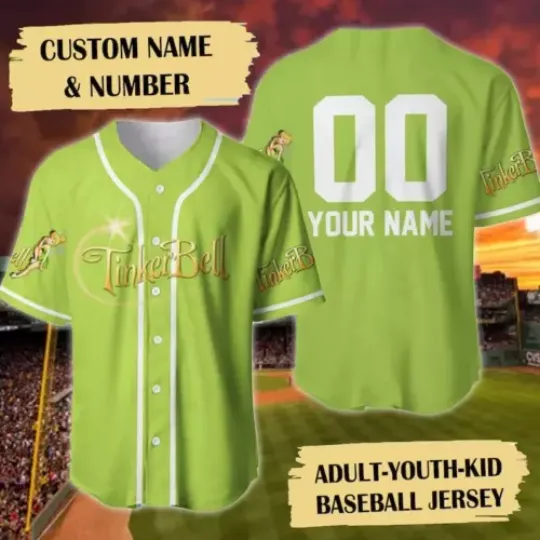 Discover Personalized Little Green Fairy Baseball Jersey,Custom Name and Number