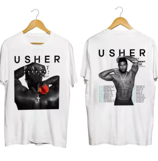 Discover Usher Past Present Future Tour 2024 Shirt, Usher Concert 2024 Shirt
