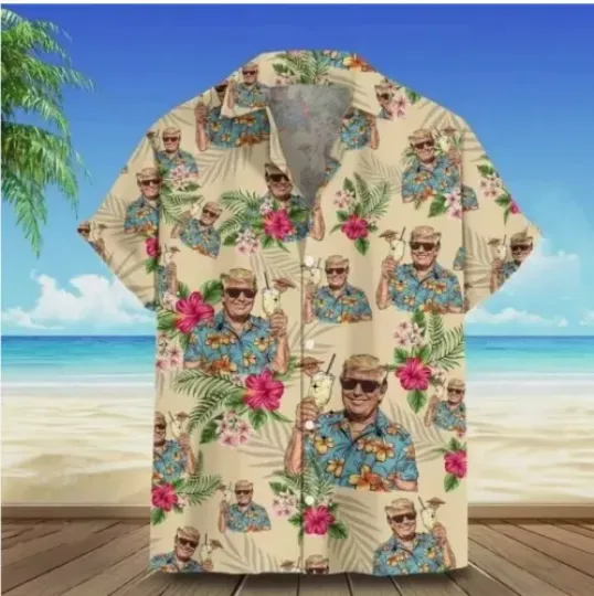 Discover Funny Trump 2024 Hawaiian Shirt Presidential Election 2024.