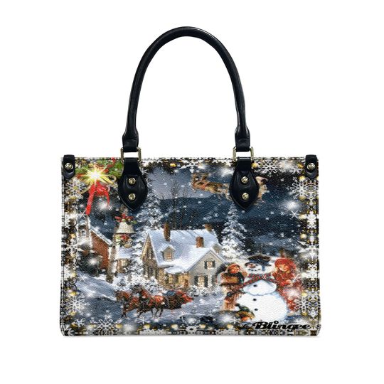 Discover Christmas Leather Bag, funny character Lover Handbag