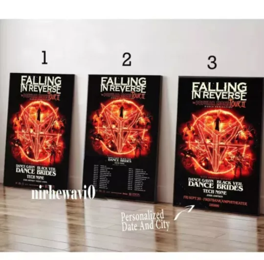 Discover Custom Falling in Reverse - Popular Monstour II 2024 Poster