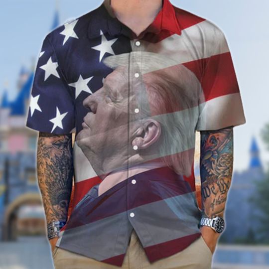 Discover Donald Trump Patriotic Hawaiian Shirt, US Flag With Trump Hawaiian