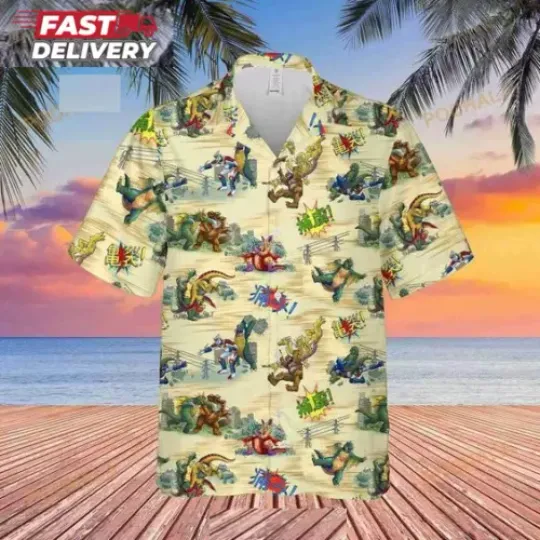 Discover god zilla King Of Monster Unisex Hawaiian Shirt, Vintage Hawaii Beach Shirt