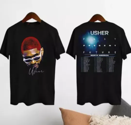 Discover Usher Concert 2024 Shirt, Usher Past Present Future Tour 2024 Shirt