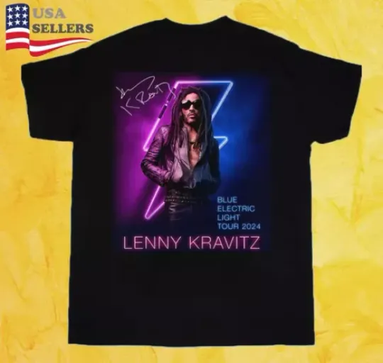 Discover Lenny Kravitz Electric Blue Light Tour 2024 Signature Unisex T-Shirt All Size