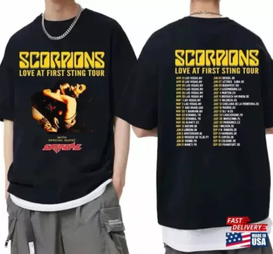 Discover Scorpions Love At First Sting Tour 2024 Uniex Shirt, Scorpions 2024 T-Shirt