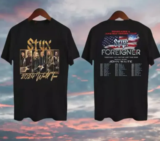 Discover Styxs Foreigner And  T-Shirt Tour 2024 Summer Fan Band Gift Concert Fans