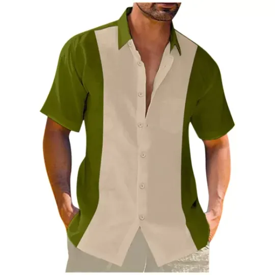 Discover Hawaiian Shirt Men's Button Down Bowling Shirts Short Sleeve Summer Beach Shirts