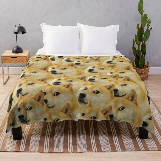 Discover Doge WOW Pattern Shiba Inu Doggo dog meme montage HD High Quality Online Store Throw Blanket