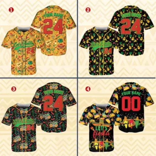 Discover Personalized 'Let's Fiesta' Baseball Jersey, Custom Name Cinco De Mayo Shirt