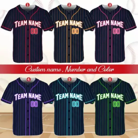Discover Custom Pinstripe Baseball Jersey with Personalized Team Name Number