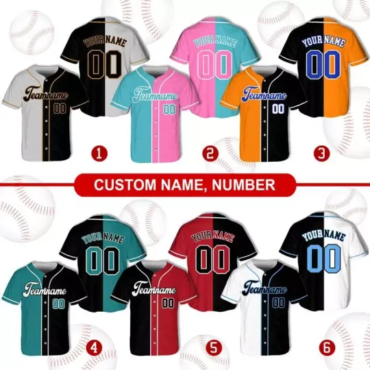 Discover Split Team Name And Number Baseball Jersey, Personalized Shirt for Baseball Fans