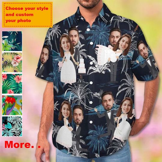 Discover Personalized Wedding Hawaiian Shirt, Custom Hawaii Shirt with Face