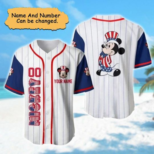 Discover Personalized Mouse 4th July Baseball Jersey, Independence Day Mouse 3D