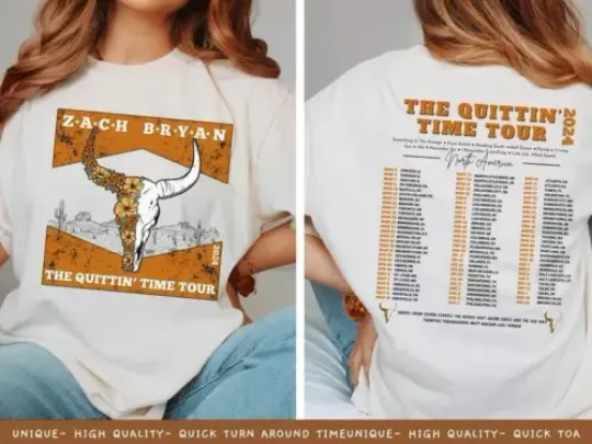 Discover Zack Bryan The Quittin Time 2024 Tour T-Shirt Gift Fans Music